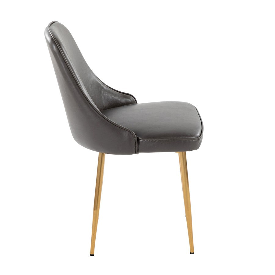 LumiSource Marcel Dining Chair Set of 2 | Glam Gold Metal & Grey PU | Dining Room & Kitchen Seating | 23.5x20x33.75 in | Model DC-MARCLAUPUGY2