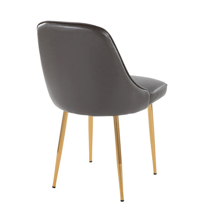 LumiSource Marcel Dining Chair Set of 2 | Glam Gold Metal & Grey PU | Dining Room & Kitchen Seating | 23.5x20x33.75 in | Model DC-MARCLAUPUGY2