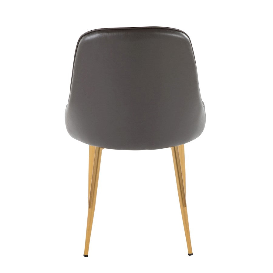 LumiSource Marcel Dining Chair Set of 2 | Glam Gold Metal & Grey PU | Dining Room & Kitchen Seating | 23.5x20x33.75 in | Model DC-MARCLAUPUGY2
