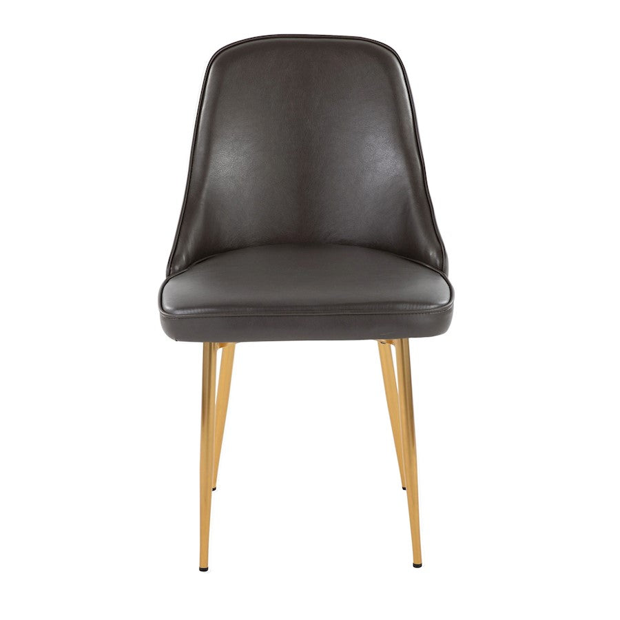 LumiSource Marcel Dining Chair Set of 2 | Glam Gold Metal & Grey PU | Dining Room & Kitchen Seating | 23.5x20x33.75 in | Model DC-MARCLAUPUGY2