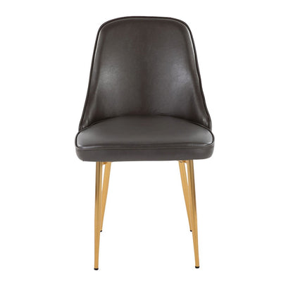 LumiSource Marcel Dining Chair Set of 2 | Glam Gold Metal & Grey PU | Dining Room & Kitchen Seating | 23.5x20x33.75 in | Model DC-MARCLAUPUGY2