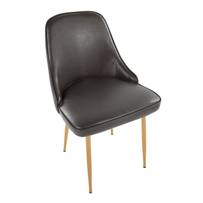 LumiSource Marcel Dining Chair Set of 2 | Glam Gold Metal & Grey PU | Dining Room & Kitchen Seating | 23.5x20x33.75 in | Model DC-MARCLAUPUGY2