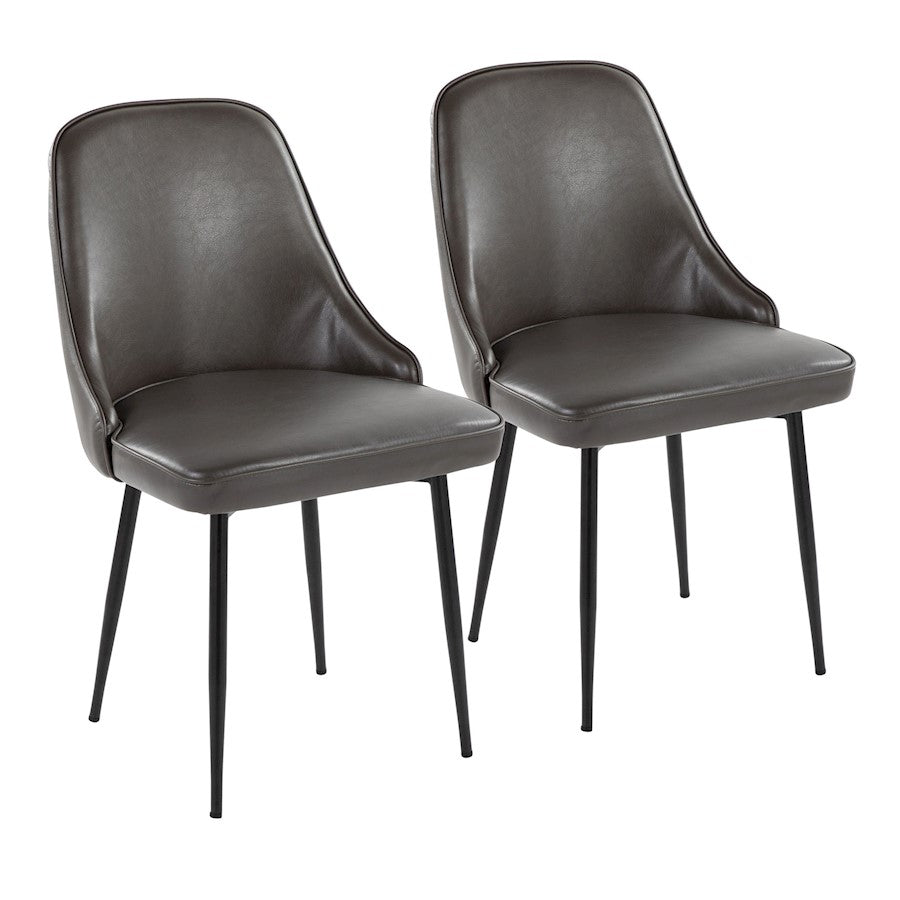 LumiSource Marcel Dining Chair Set of 2 | Contemporary Black Metal & Grey PU | Dining Room & Kitchen Seating | Model DC-MARCLBKPUGY2