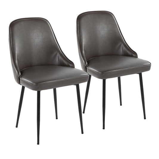 LumiSource Marcel Dining Chair Set of 2 | Contemporary Black Metal & Grey PU | Dining Room & Kitchen Seating | Model DC-MARCLBKPUGY2