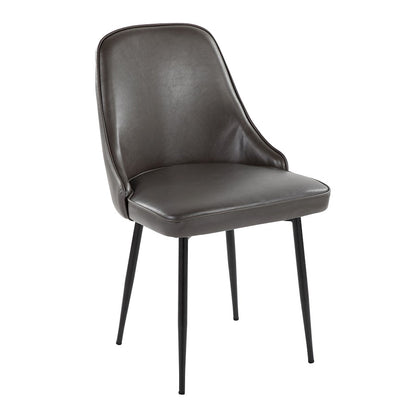 LumiSource Marcel Dining Chair Set of 2 | Contemporary Black Metal & Grey PU | Dining Room & Kitchen Seating | Model DC-MARCLBKPUGY2