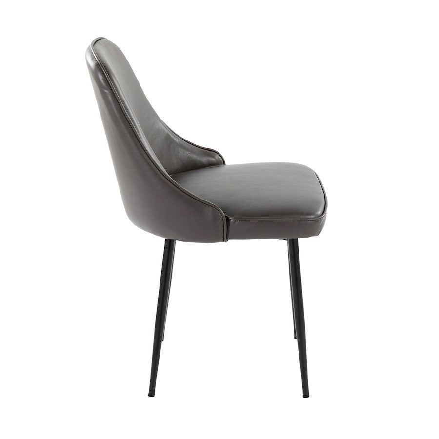 LumiSource Marcel Dining Chair Set of 2 | Contemporary Black Metal & Grey PU | Dining Room & Kitchen Seating | Model DC-MARCLBKPUGY2