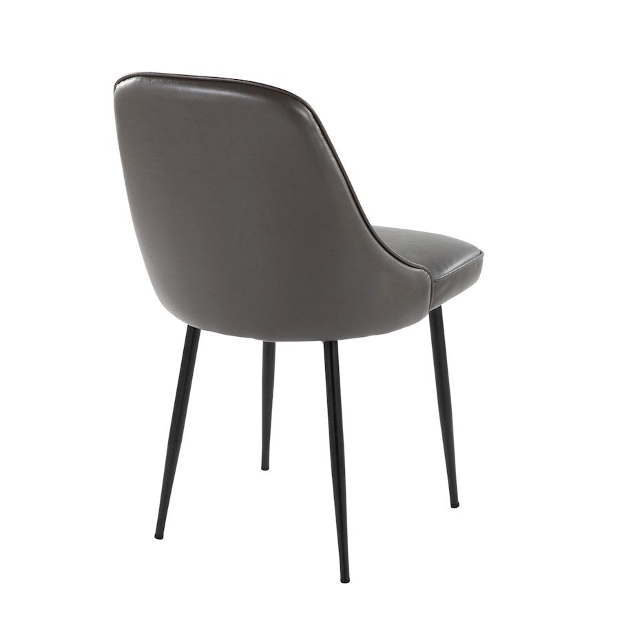 LumiSource Marcel Dining Chair Set of 2 | Contemporary Black Metal & Grey PU | Dining Room & Kitchen Seating | Model DC-MARCLBKPUGY2