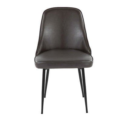 LumiSource Marcel Dining Chair Set of 2 | Contemporary Black Metal & Grey PU | Dining Room & Kitchen Seating | Model DC-MARCLBKPUGY2