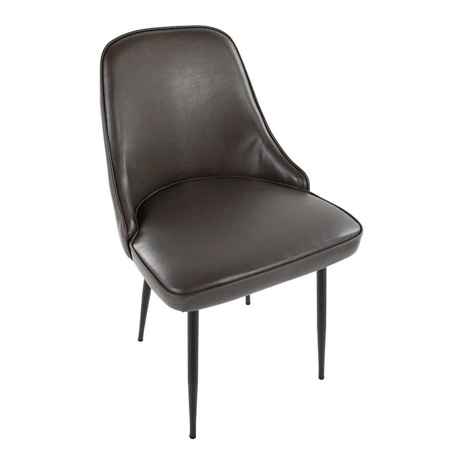 LumiSource Marcel Dining Chair Set of 2 | Contemporary Black Metal & Grey PU | Dining Room & Kitchen Seating | Model DC-MARCLBKPUGY2