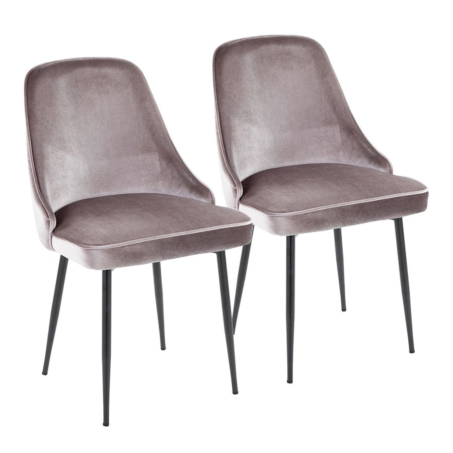 LumiSource Marcel Dining Chair Set of 2 | Contemporary Black Metal & Silver Velvet | Dining Room & Living Room Seating | Model DC-MARCLBKSV2