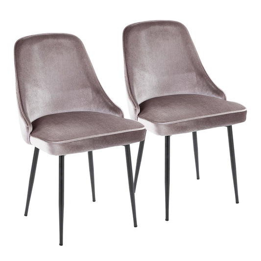 LumiSource Marcel Dining Chair Set of 2 | Contemporary Black Metal & Silver Velvet | Dining Room & Living Room Seating | Model DC-MARCLBKSV2