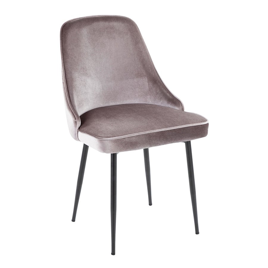 LumiSource Marcel Dining Chair Set of 2 | Contemporary Black Metal & Silver Velvet | Dining Room & Living Room Seating | Model DC-MARCLBKSV2