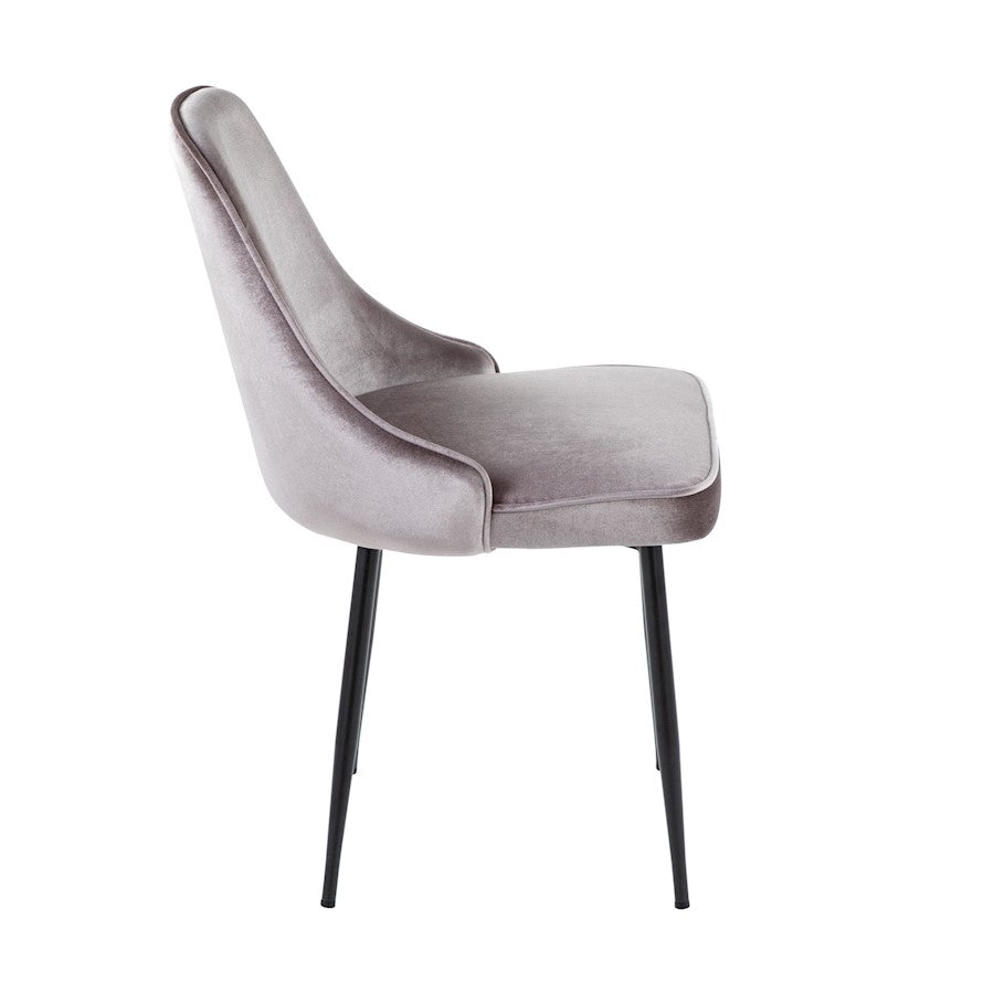 LumiSource Marcel Dining Chair Set of 2 | Contemporary Black Metal & Silver Velvet | Dining Room & Living Room Seating | Model DC-MARCLBKSV2