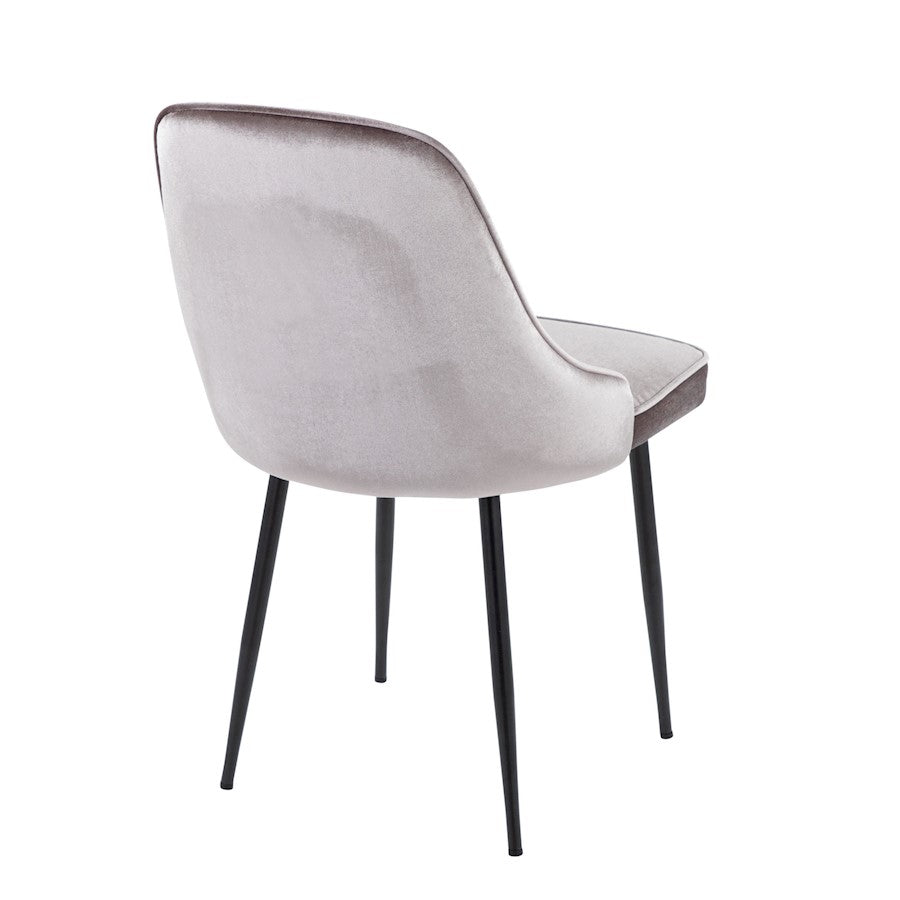 LumiSource Marcel Dining Chair Set of 2 | Contemporary Black Metal & Silver Velvet | Dining Room & Living Room Seating | Model DC-MARCLBKSV2