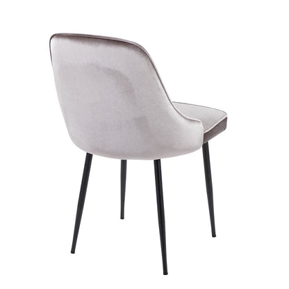 LumiSource Marcel Dining Chair Set of 2 | Contemporary Black Metal & Silver Velvet | Dining Room & Living Room Seating | Model DC-MARCLBKSV2