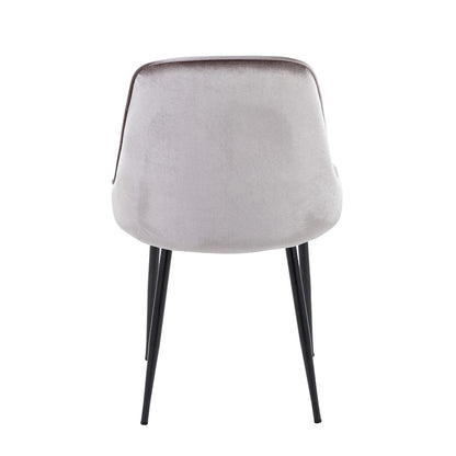 LumiSource Marcel Dining Chair Set of 2 | Contemporary Black Metal & Silver Velvet | Dining Room & Living Room Seating | Model DC-MARCLBKSV2