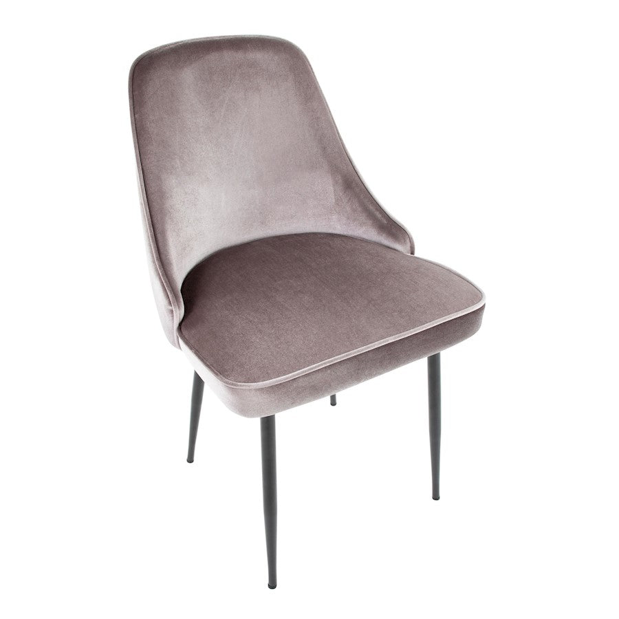 LumiSource Marcel Dining Chair Set of 2 | Contemporary Black Metal & Silver Velvet | Dining Room & Living Room Seating | Model DC-MARCLBKSV2