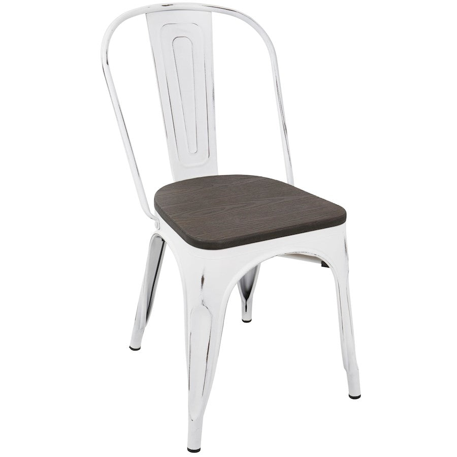 LumiSource Oregon Dining Chair Set of 2 | Industrial White and Espresso Steel & Bamboo | Kitchen & Dining Room | Model DC-ORVW-E2