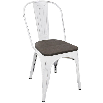 LumiSource Oregon Dining Chair Set of 2 | Industrial White and Espresso Steel & Bamboo | Kitchen & Dining Room | Model DC-ORVW-E2