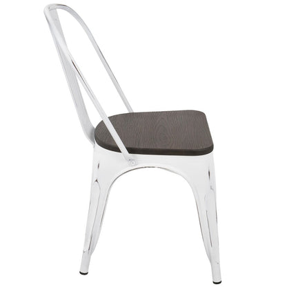 LumiSource Oregon Dining Chair Set of 2 | Industrial White and Espresso Steel & Bamboo | Kitchen & Dining Room | Model DC-ORVW-E2