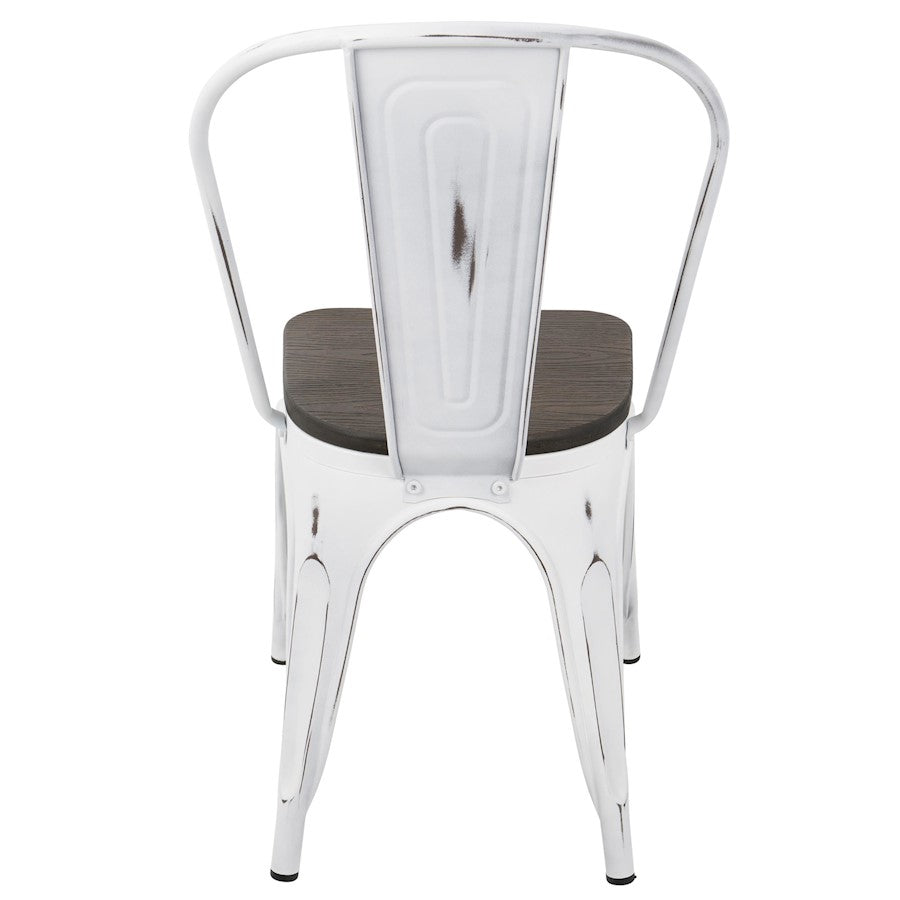 LumiSource Oregon Dining Chair Set of 2 | Industrial White and Espresso Steel & Bamboo | Kitchen & Dining Room | Model DC-ORVW-E2