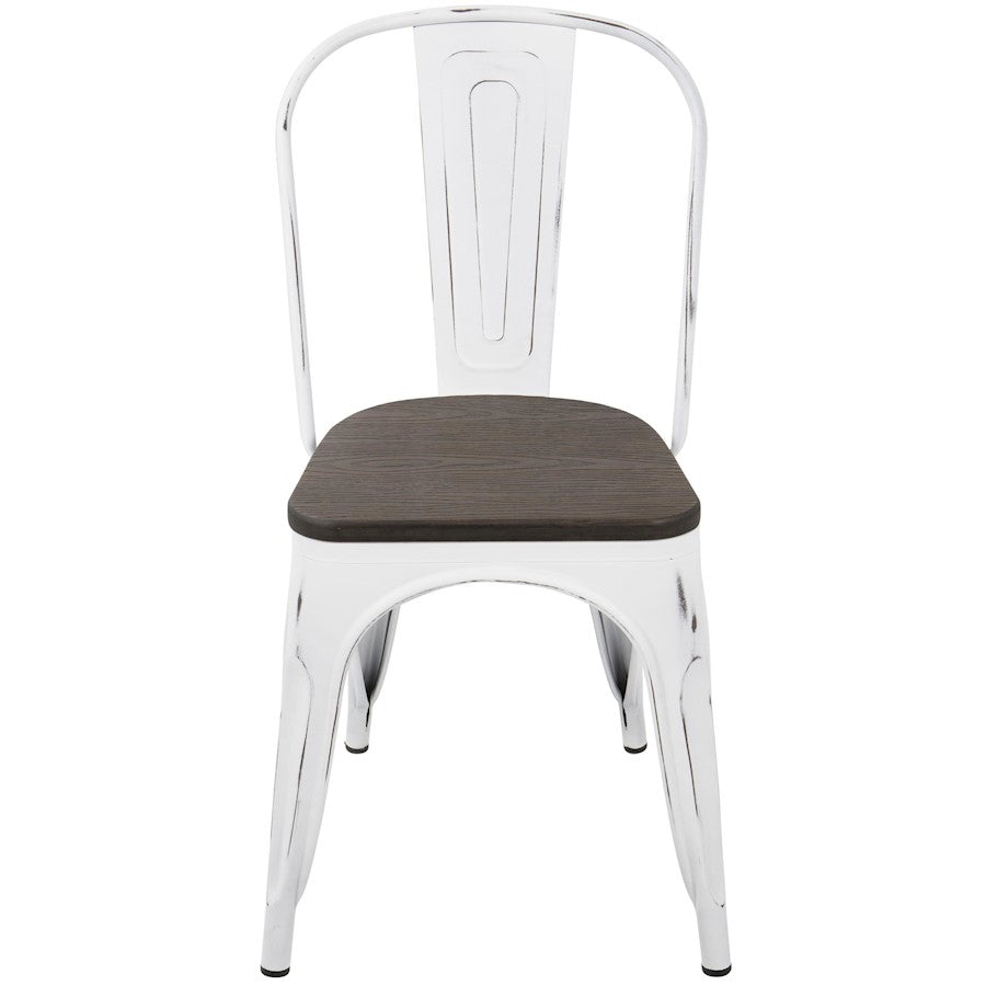 LumiSource Oregon Dining Chair Set of 2 | Industrial White and Espresso Steel & Bamboo | Kitchen & Dining Room | Model DC-ORVW-E2