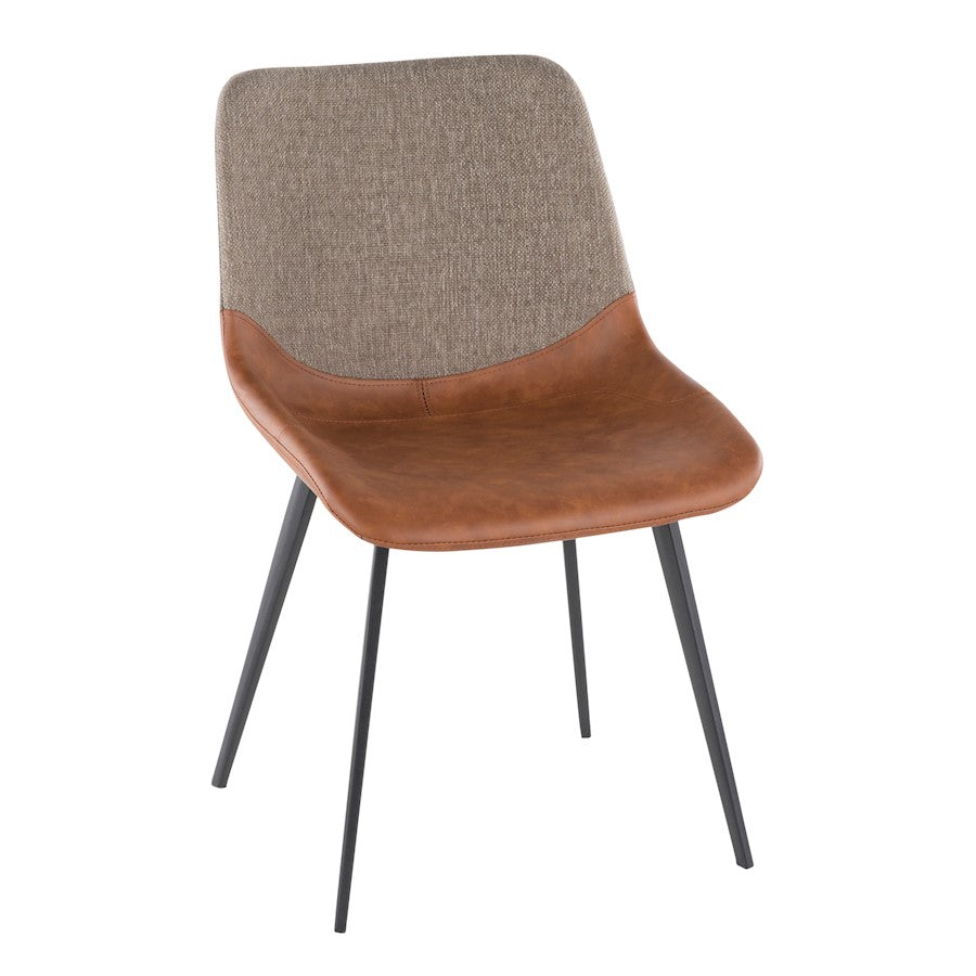 LumiSource Outlaw Chair Set of 2 | Industrial Black Metal, Espresso PU & Brown Fabric | Dining Room & Accent Seating | Model DC-OTLWBK-BN2