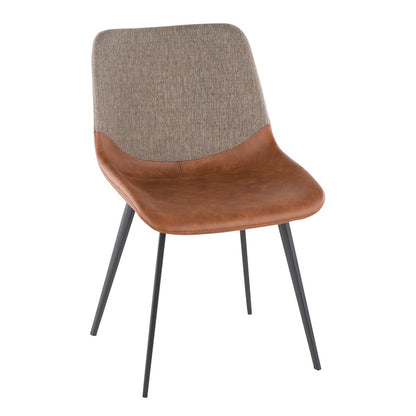 LumiSource Outlaw Chair Set of 2 | Industrial Black Metal, Espresso PU & Brown Fabric | Dining Room & Accent Seating | Model DC-OTLWBK-BN2