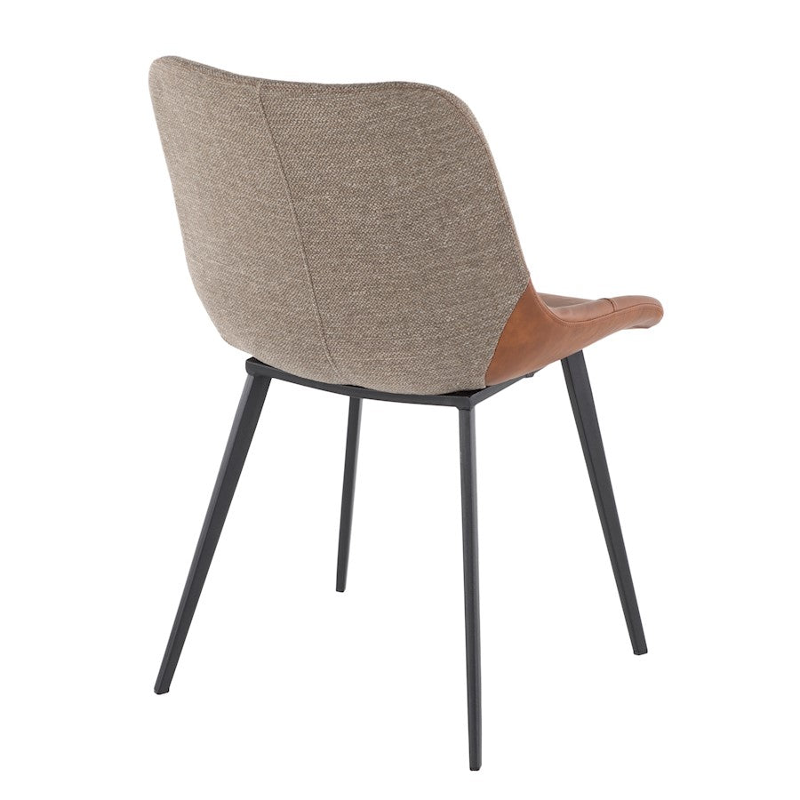 LumiSource Outlaw Chair Set of 2 | Industrial Black Metal, Espresso PU & Brown Fabric | Dining Room & Accent Seating | Model DC-OTLWBK-BN2