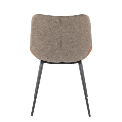LumiSource Outlaw Chair Set of 2 | Industrial Black Metal, Espresso PU & Brown Fabric | Dining Room & Accent Seating | Model DC-OTLWBK-BN2