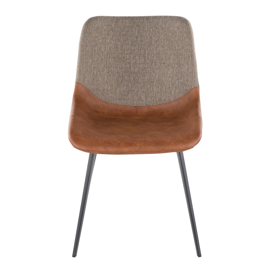 LumiSource Outlaw Chair Set of 2 | Industrial Black Metal, Espresso PU & Brown Fabric | Dining Room & Accent Seating | Model DC-OTLWBK-BN2