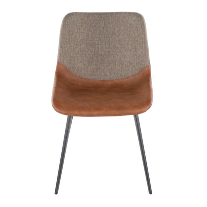 LumiSource Outlaw Chair Set of 2 | Industrial Black Metal, Espresso PU & Brown Fabric | Dining Room & Accent Seating | Model DC-OTLWBK-BN2