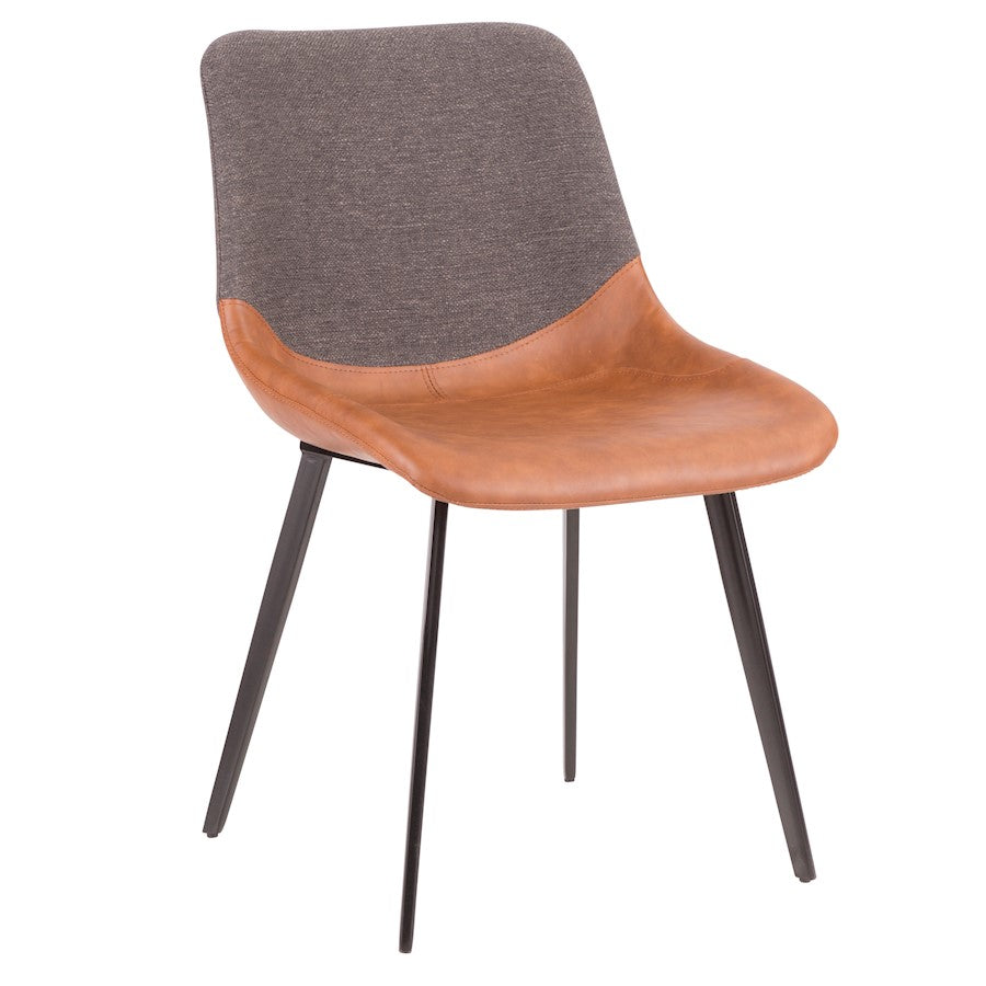 LumiSource Outlaw Two-Tone Chair Set of 2 | Industrial Black Metal, Brown PU & Grey Fabric | Dining Room & Accent Seating | Model DC-OTLWBKBN-GY2