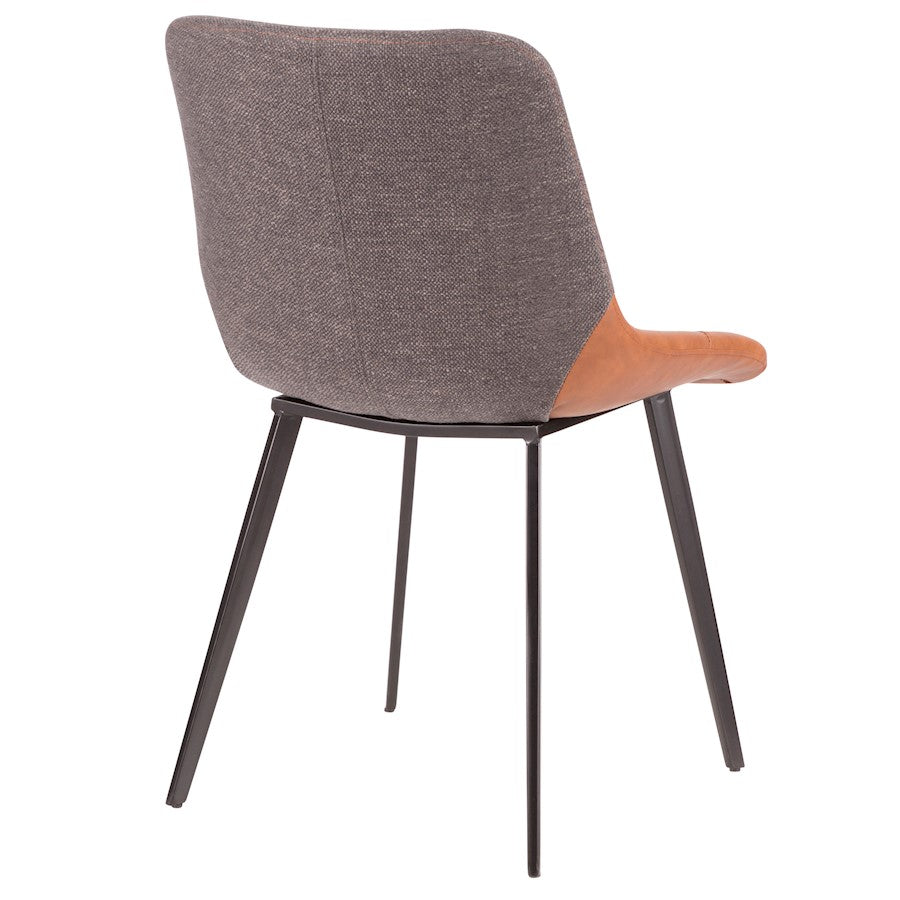 LumiSource Outlaw Two-Tone Chair Set of 2 | Industrial Black Metal, Brown PU & Grey Fabric | Dining Room & Accent Seating | Model DC-OTLWBKBN-GY2