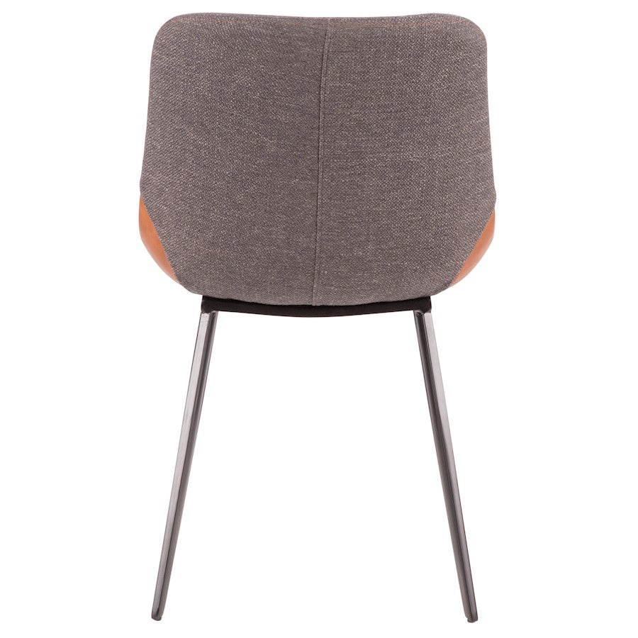 LumiSource Outlaw Two-Tone Chair Set of 2 | Industrial Black Metal, Brown PU & Grey Fabric | Dining Room & Accent Seating | Model DC-OTLWBKBN-GY2