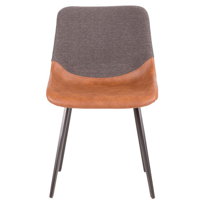 LumiSource Outlaw Two-Tone Chair Set of 2 | Industrial Black Metal, Brown PU & Grey Fabric | Dining Room & Accent Seating | Model DC-OTLWBKBN-GY2