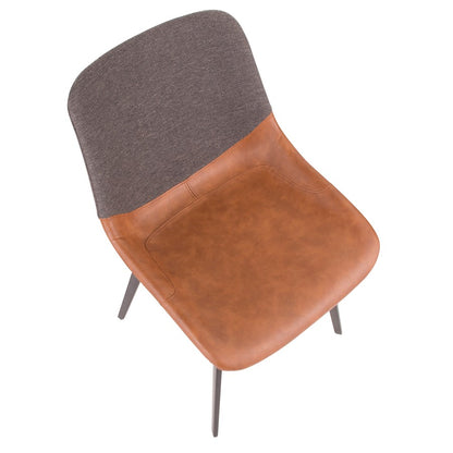LumiSource Outlaw Two-Tone Chair Set of 2 | Industrial Black Metal, Brown PU & Grey Fabric | Dining Room & Accent Seating | Model DC-OTLWBKBN-GY2