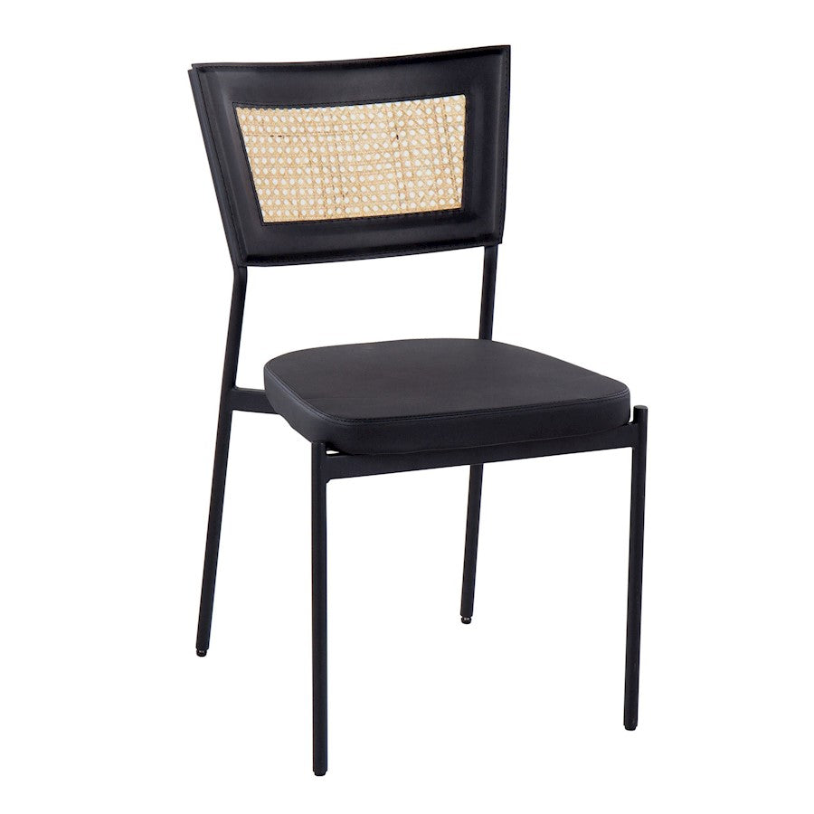 LumiSource Tania Dining Chair Set of 2 | Contemporary Black Metal, Black PU & Rattan | Kitchen & Dining Room | Model DC-RTNTANIABKBK2
