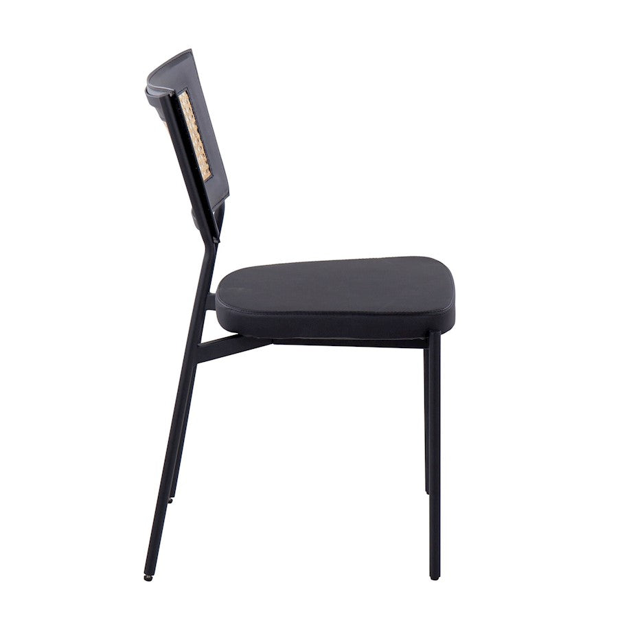 LumiSource Tania Dining Chair Set of 2 | Contemporary Black Metal, Black PU & Rattan | Kitchen & Dining Room | Model DC-RTNTANIABKBK2