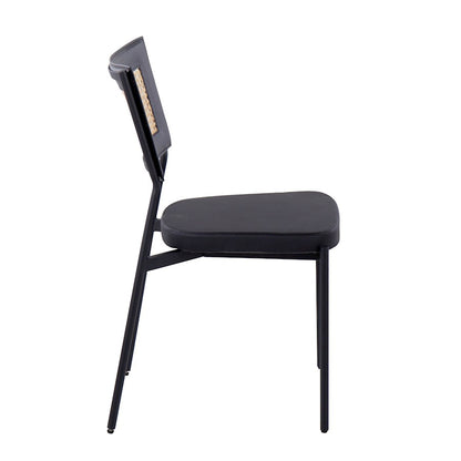 LumiSource Tania Dining Chair Set of 2 | Contemporary Black Metal, Black PU & Rattan | Kitchen & Dining Room | Model DC-RTNTANIABKBK2