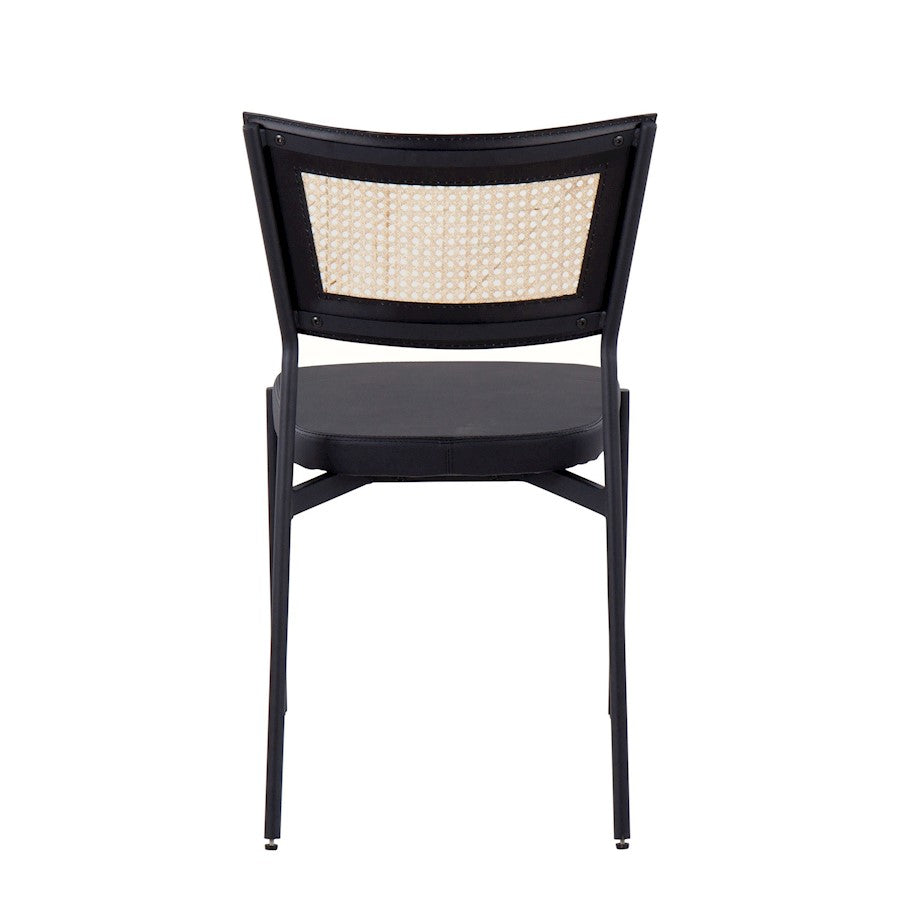 LumiSource Tania Dining Chair Set of 2 | Contemporary Black Metal, Black PU & Rattan | Kitchen & Dining Room | Model DC-RTNTANIABKBK2