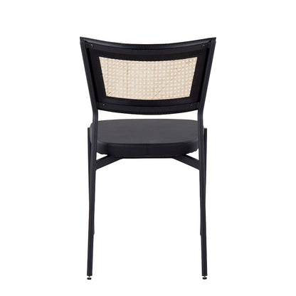 LumiSource Tania Dining Chair Set of 2 | Contemporary Black Metal, Black PU & Rattan | Kitchen & Dining Room | Model DC-RTNTANIABKBK2