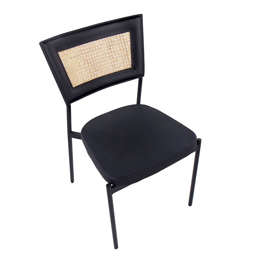 LumiSource Tania Dining Chair Set of 2 | Contemporary Black Metal, Black PU & Rattan | Kitchen & Dining Room | Model DC-RTNTANIABKBK2