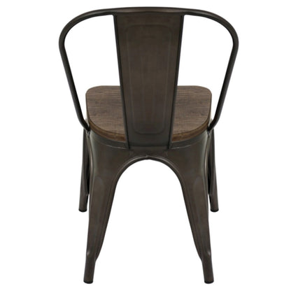LumiSource Oregon Dining Chair (Set of 2) | Industrial Antique Steel & Espresso Wood Seat | Kitchen & Dining Room Seating | Model DC-TW-ORDKESP2