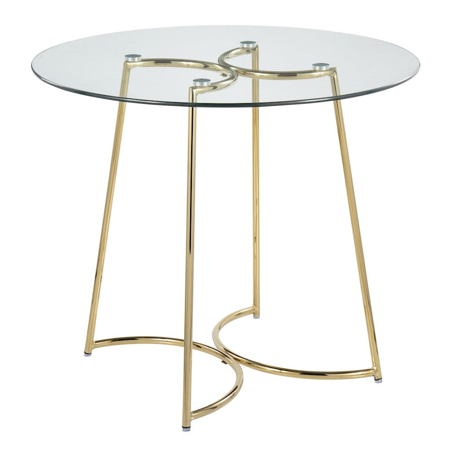 LumiSource Cece 35in Round Dinette Table | Glam Gold Steel & Clear Glass | Kitchen & Dining Room Table | 35 x 35 x 30.25 in | Model DT-CECE35AUGL