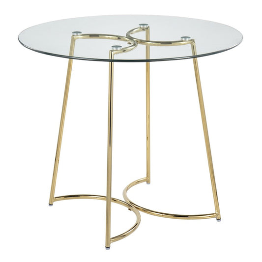 LumiSource Cece 35in Round Dinette Table | Glam Gold Steel & Clear Glass | Kitchen & Dining Room Table | 35 x 35 x 30.25 in | Model DT-CECE35AUGL