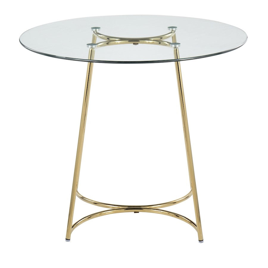 LumiSource Cece 35in Round Dinette Table | Glam Gold Steel & Clear Glass | Kitchen & Dining Room Table | 35 x 35 x 30.25 in | Model DT-CECE35AUGL