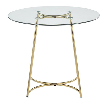 LumiSource Cece 35in Round Dinette Table | Glam Gold Steel & Clear Glass | Kitchen & Dining Room Table | 35 x 35 x 30.25 in | Model DT-CECE35AUGL