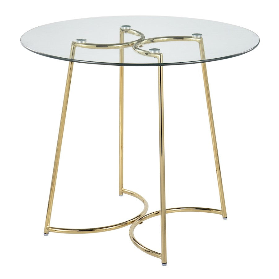 LumiSource Cece 35in Round Dinette Table | Glam Gold Steel & Clear Glass | Kitchen & Dining Room Table | 35 x 35 x 30.25 in | Model DT-CECE35AUGL