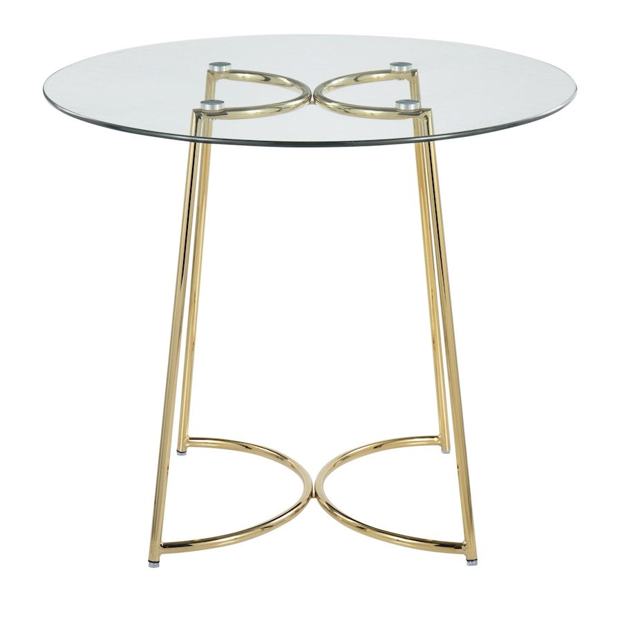 LumiSource Cece 35in Round Dinette Table | Glam Gold Steel & Clear Glass | Kitchen & Dining Room Table | 35 x 35 x 30.25 in | Model DT-CECE35AUGL